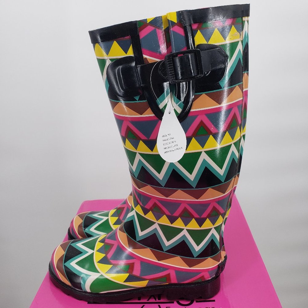 Corkys Chevron Multi Color Rubber Boots Wellies - Picture 6 of 9